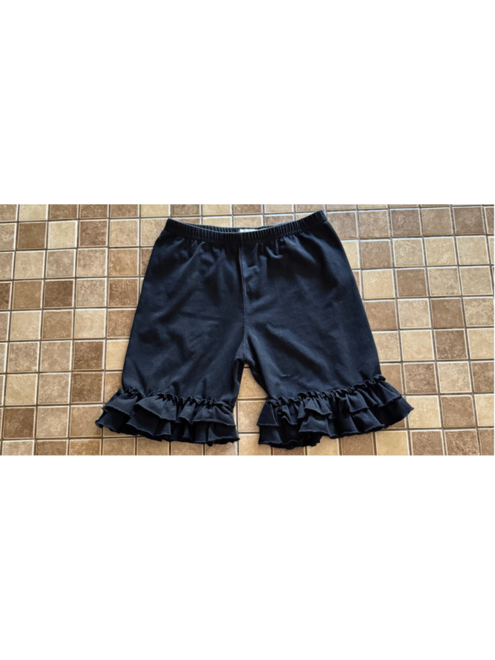 Girls Adorable Essentials Black Ruffle Shorts 12T